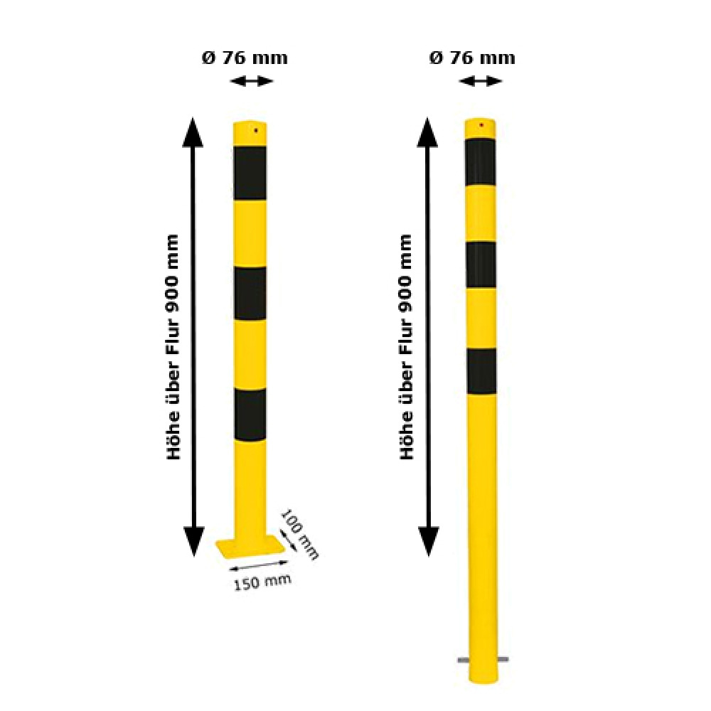 Stahlrohrpoller/Rammschutzpoller 'Bollard' Ø 76 mm