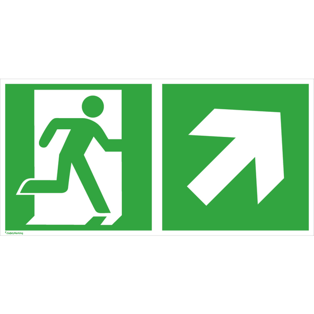 Modellbeispiel: Rettungsschild Notausgang (rechts) mit Richtungspfeil aufwärts (Art. 38.3046)