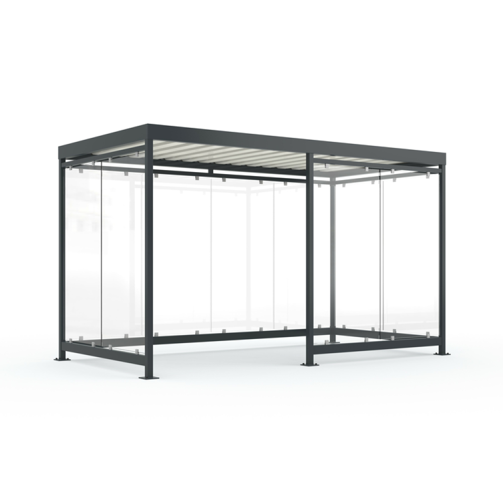 Raucherunterstand -Modell K4 b/d-, einseitig in RAL 7016