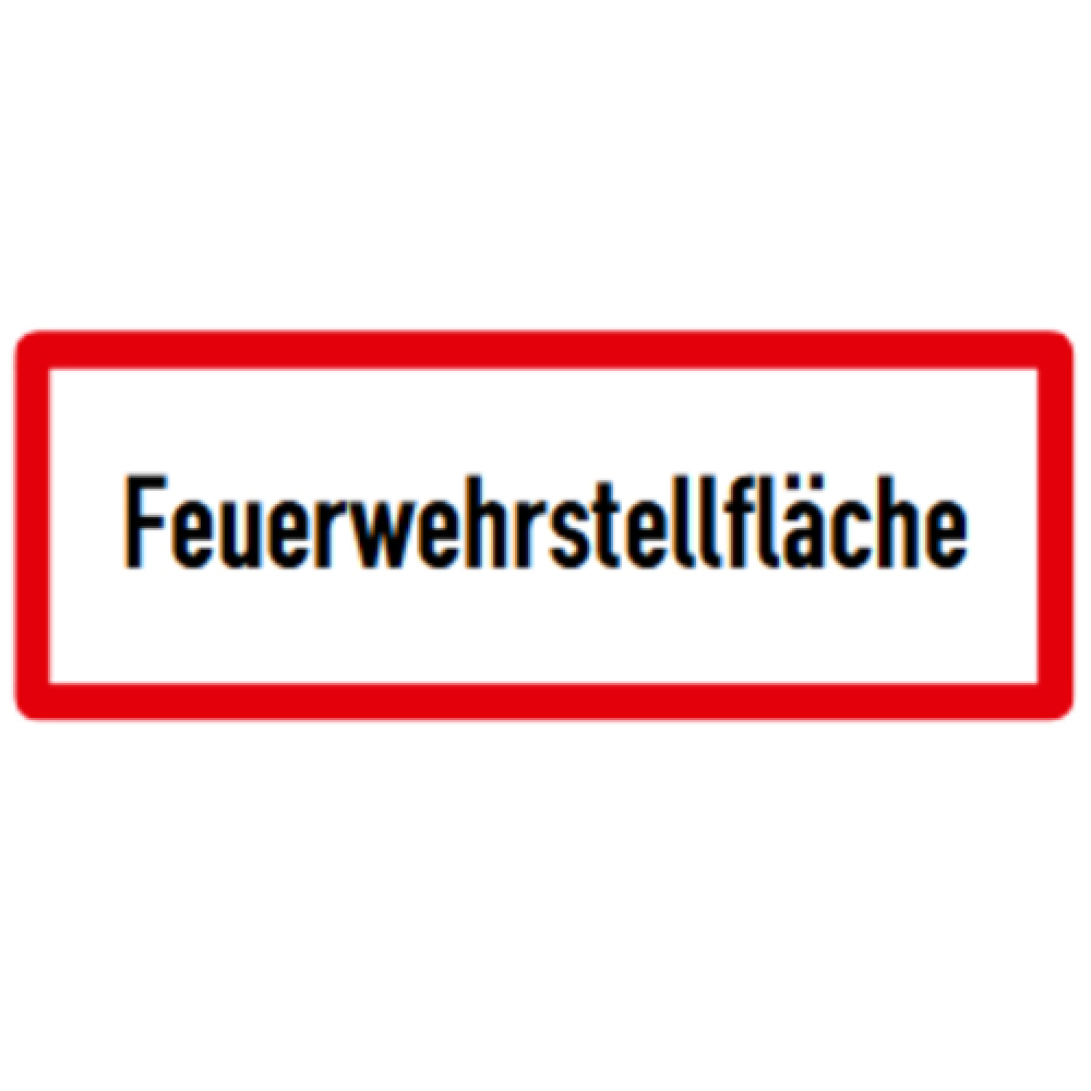 Modellbeispiel: Hinweisschild Feuerwehrstellfläche, aus Aluminium, DIN 4066 (Art. hwsb030072121)