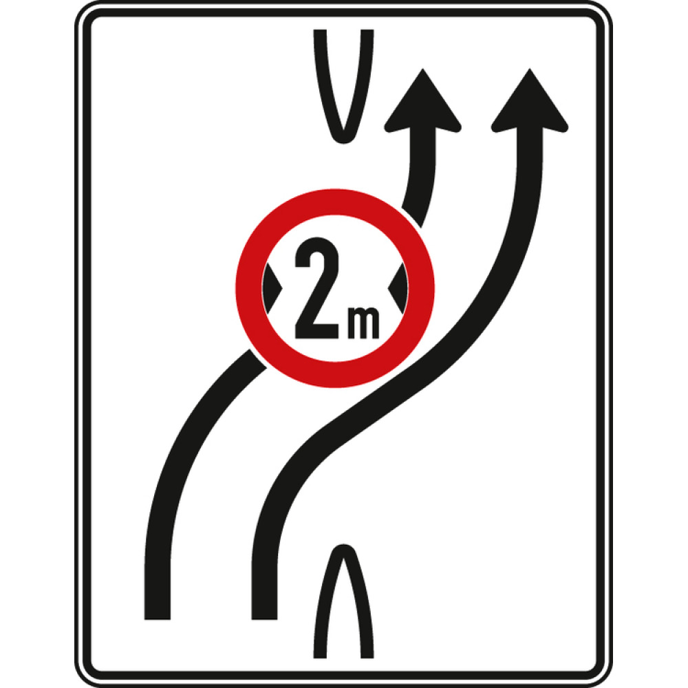 Modellbeispiel: VZ Nr. 505-21 Überleitungstafel ohne Gegenverkehr, zweistreifig nach rechts