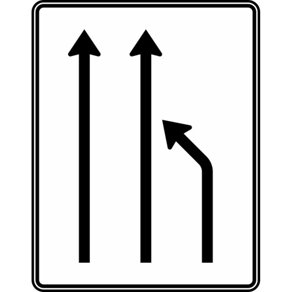 Modellbeispiel: VZ Nr. 531-11 Einengungstafel ohne Gegenverkehr, Einzug rechts u. noch 2 Fahrsteifen