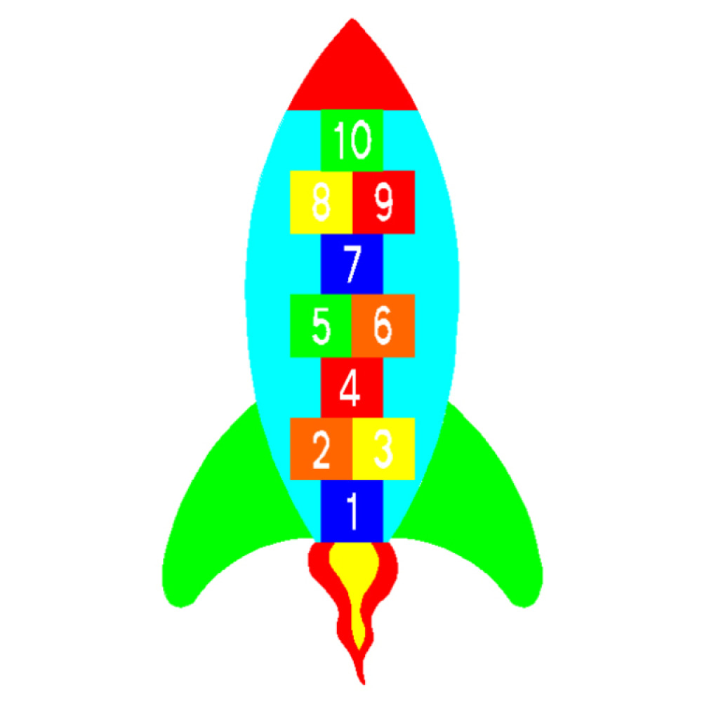 Modellbeispiel: Spielplatzmarkierung DecoMark® Hüpfspiel -Rakete- (Art. 12931)