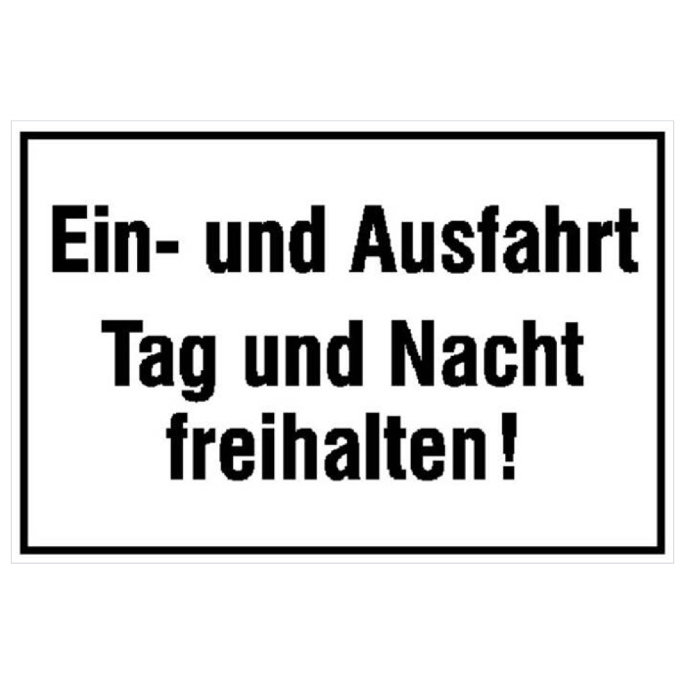 Modellbeispiel: Hinweisschild Ein- und Ausfahrt Tag und Nacht freihalten! (Art. 11.5590)