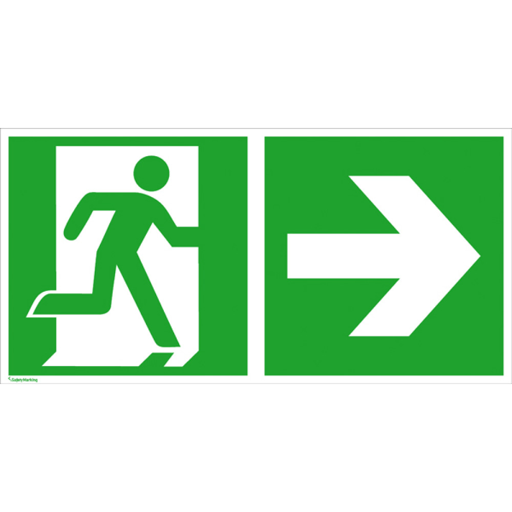 Modellbeispiel: Rettungsschlid Notausgang (rechts) mit Richtungspfeil rechts (Art. 38.0086)