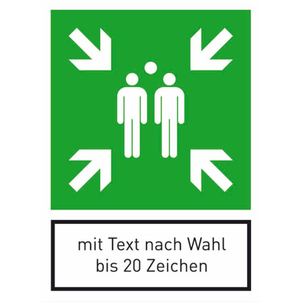 Modellbeispiel: Rettungsschild Sammelstelle mit Text nach Wahl (Art. 53.a2027)
