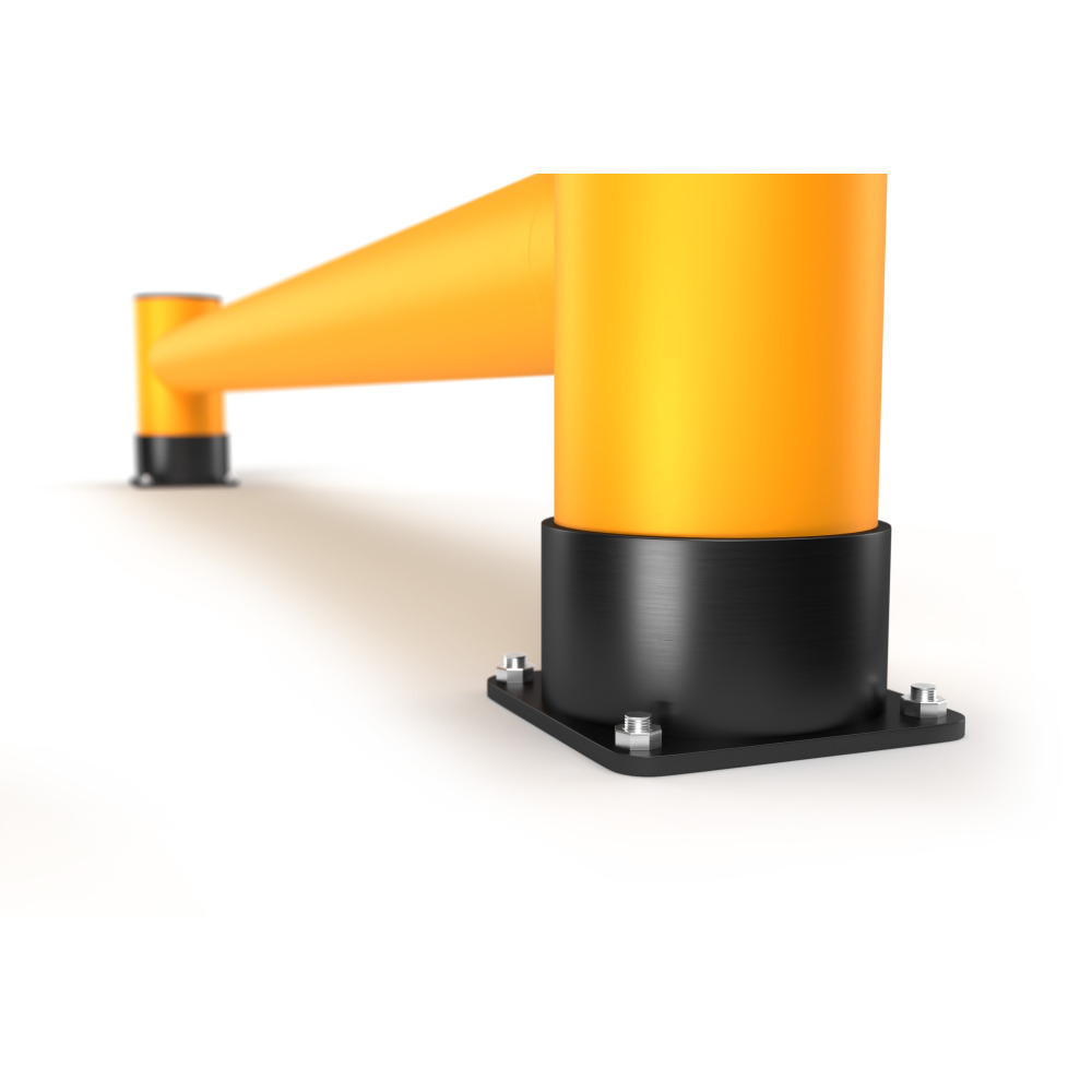 Detailbild: Montage zum Aufdübeln mit  Bodenplatte und Ankern